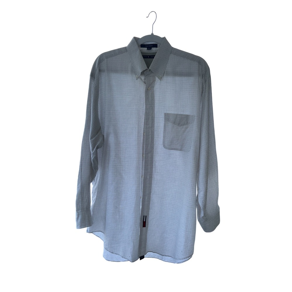 Tommy Hilfiger Khaki‎ Classics Button Down Shirt Checkered Long Sleeve 16 1/2
